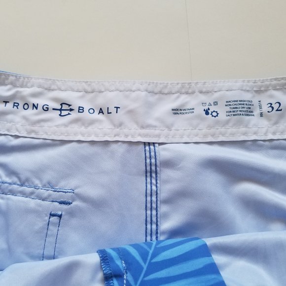 NWT Men's Strong Boalt Blue Swim Trunks Royal X-Rays Palms Swimwear Size 32 - Picture 6 of 7